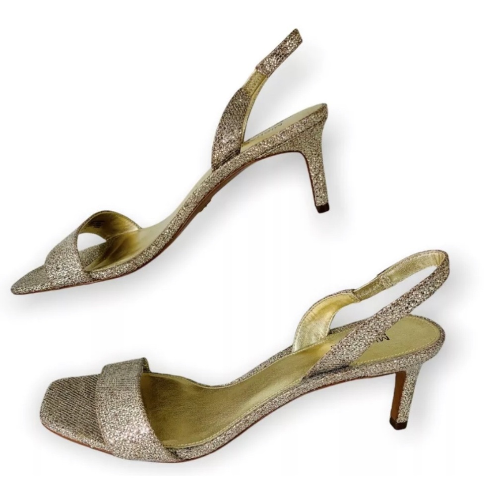 MICHAEL Michael Kors GOLD MILA Glitter Slingback Heeled Sandals